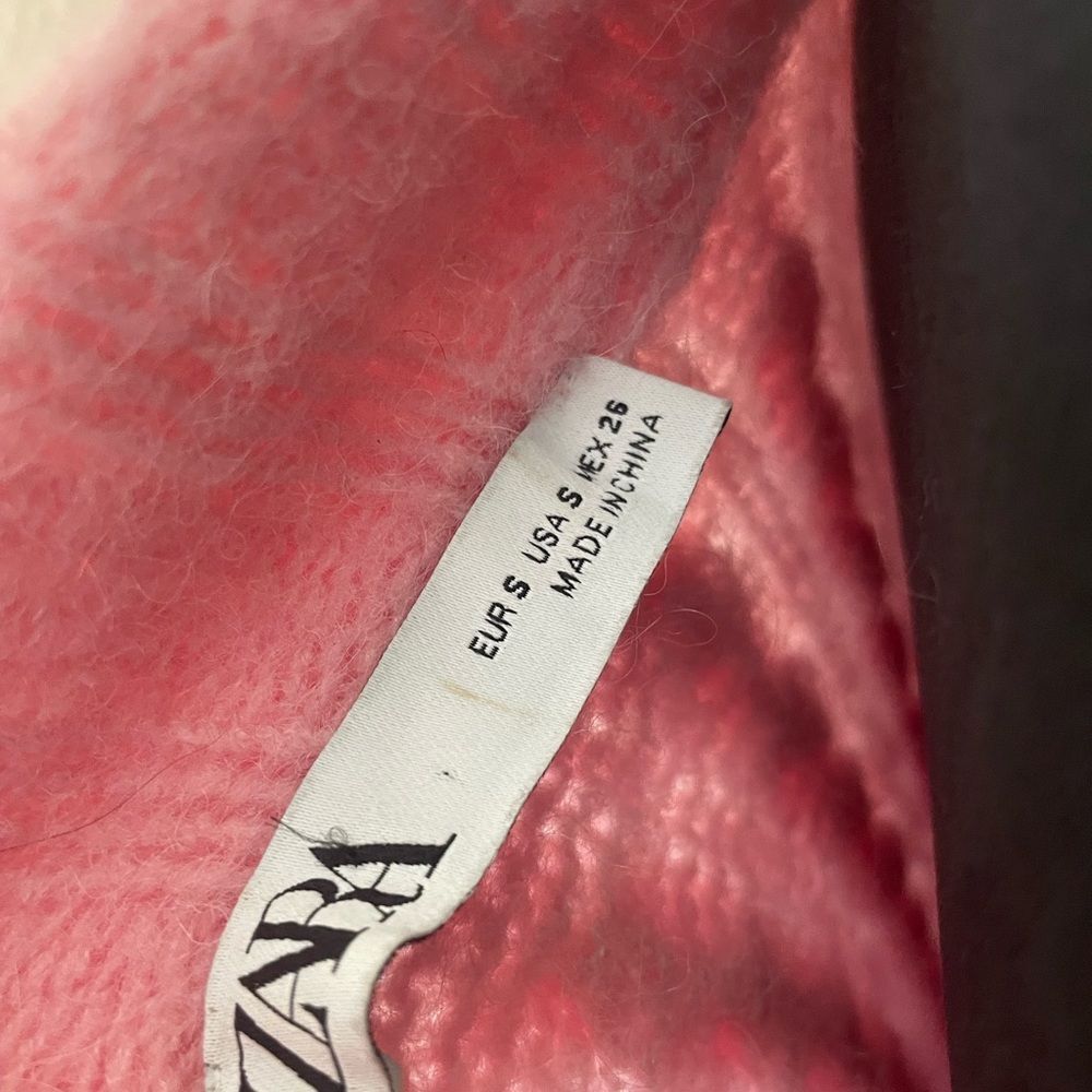 Zara oversized pink braided v neck sweater small - Picture 8 of 11